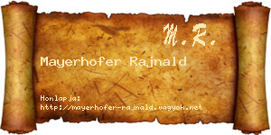 Mayerhofer Rajnald névjegykártya